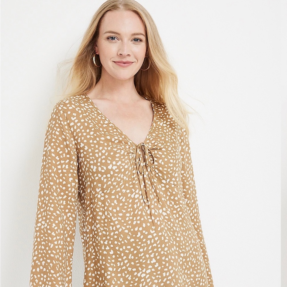 Front Tie Dot Print Blouse XL NWT
